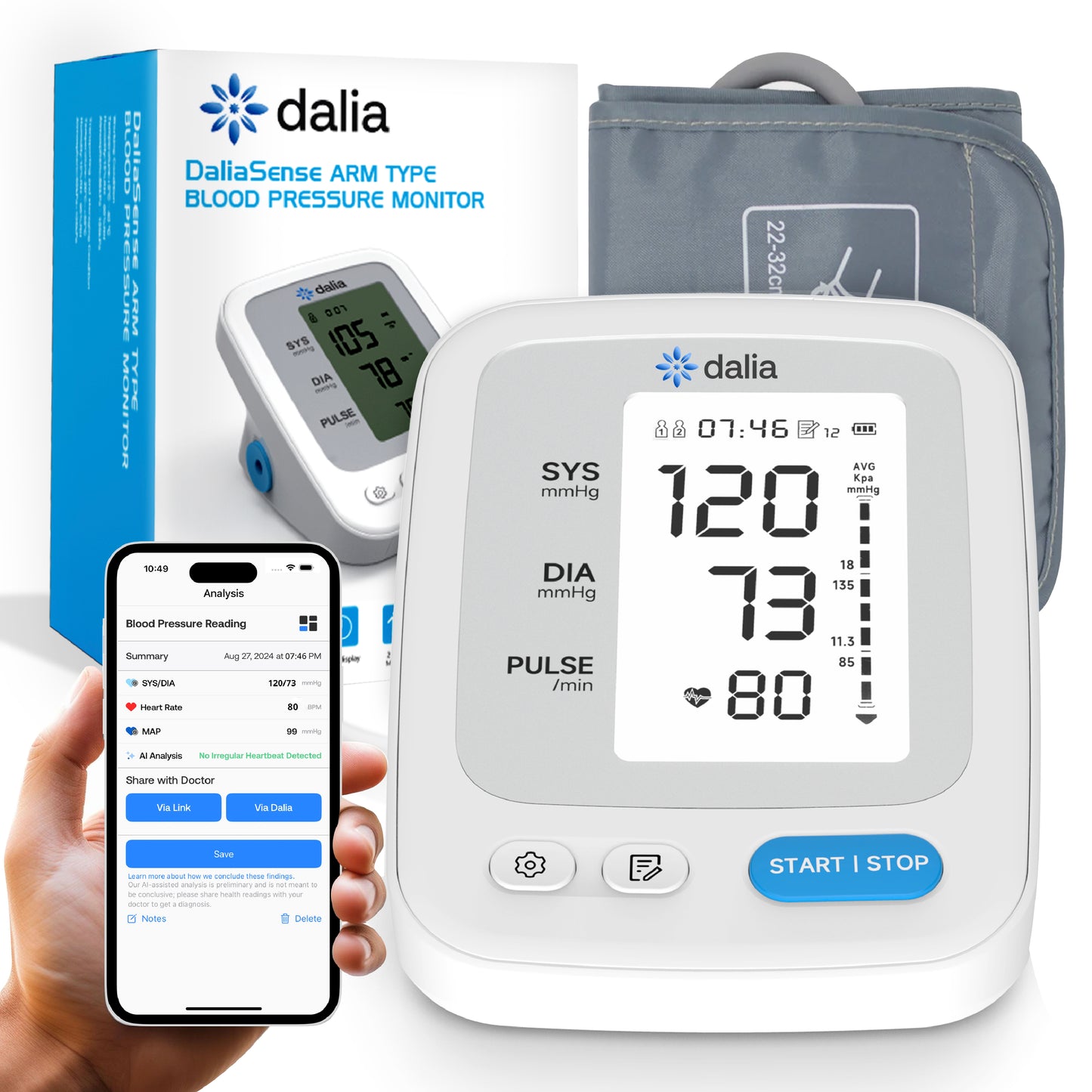 DaliaSense Connected Blood Pressure Monitor with Smart App & AI Insights