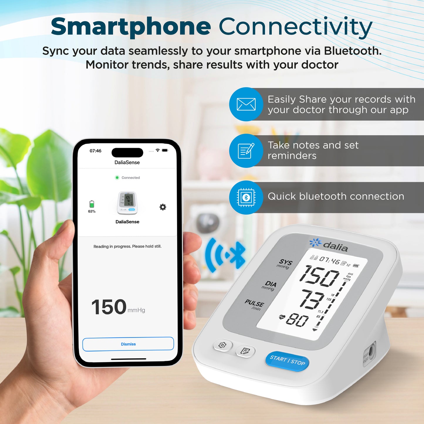 DaliaSense Connected Blood Pressure Monitor with Smart App & AI Insights