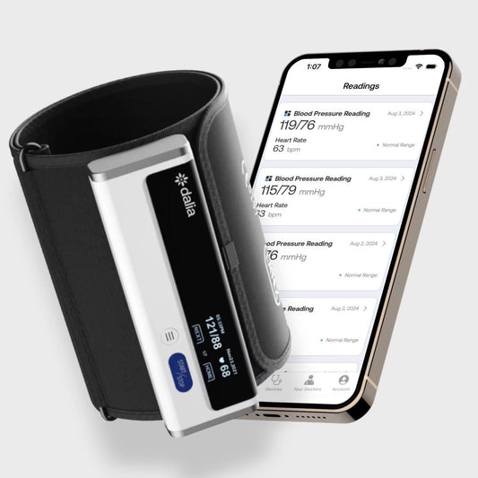 Dalia™Sense Digital BP Monitor — Integrated with Dalia™ Mobile App — Irregular Heartbeat Detection — Monitor Your Key Health Indicators in One Place — Effortlessly Share Your Health Readings from Anywhere with Anyone